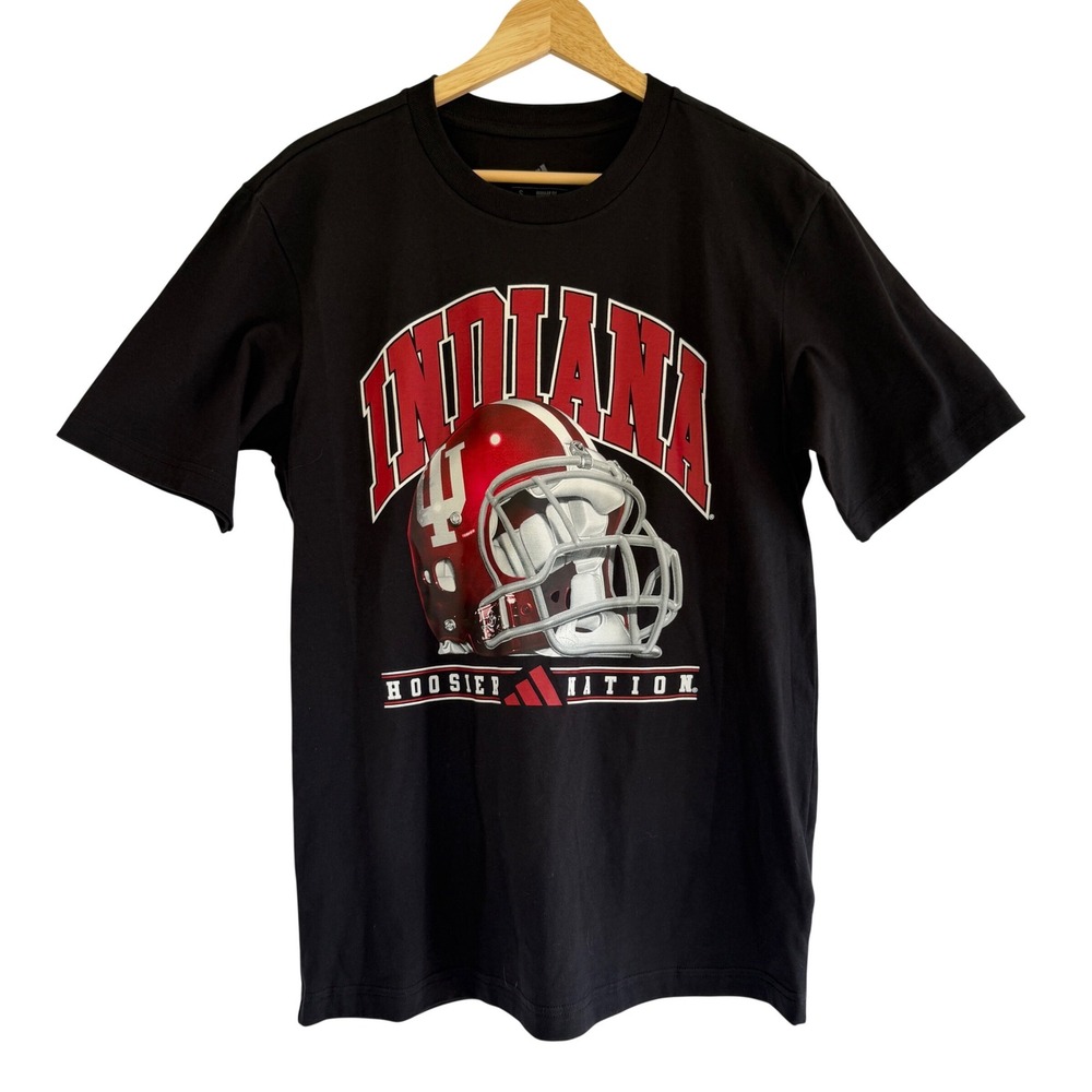 Adidas Indiana Hoosiers Nation Football Helmet Graphic‎ T-Shirt Black Mens Small